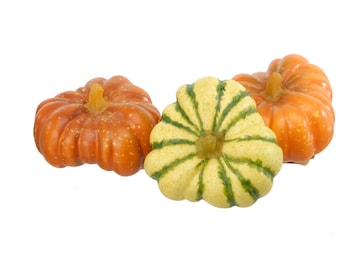 Lot de 3 citrouilles artificielles assorties