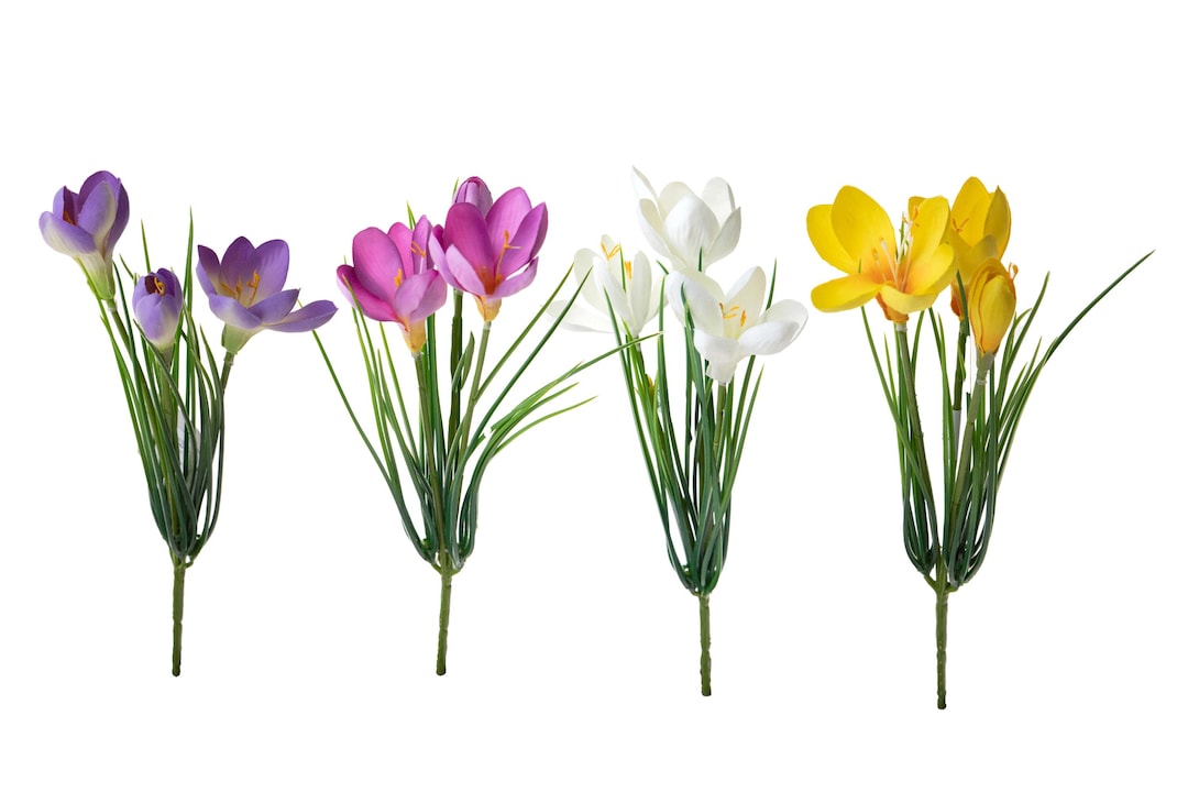Crocus Mini Artificial Fabric Flowers Bouquet 30 Cm Etsy