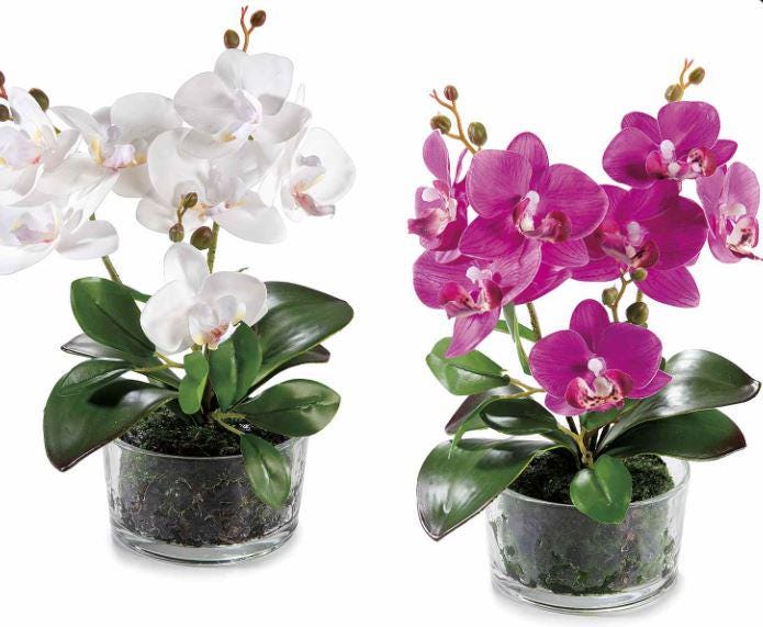 Orchid Artificial Flower Glass Jar