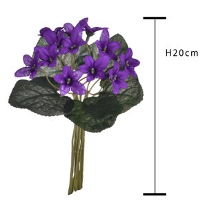 Bouquet de violettes artificielles en tissu 20 cm image 2