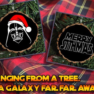 Merry Sithmas - Handcrafted Star Wars Wood Slice Ornament