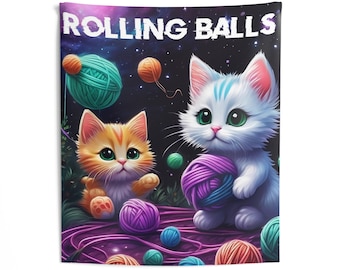 Kitten Time Rolling Balls - Indoor Wall Tapestries