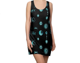 Moon Phase Celestial - Women's Cut & Sew Racerback Dress (AOP)