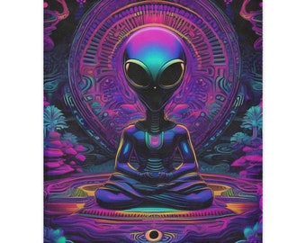 The Zen Alien - Minky Blanket - Trippy Gifts - Zenn Blanket - Gift for her - Gift for him -