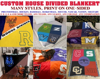 Custom House Divided Blanket, House Divided Football Blanket, House Divided College Blanket, Basketball Team, Hockey Team, Sport Lover Gifts