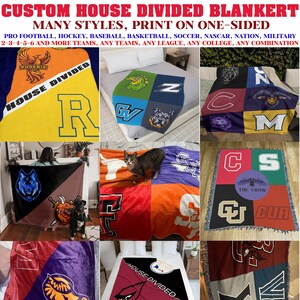 Custom House Divided Gifts, voetbal geweven tapijt, honkbaldeken, hockey geweven gegooid, basketbal, profteamdeken, universiteitssport