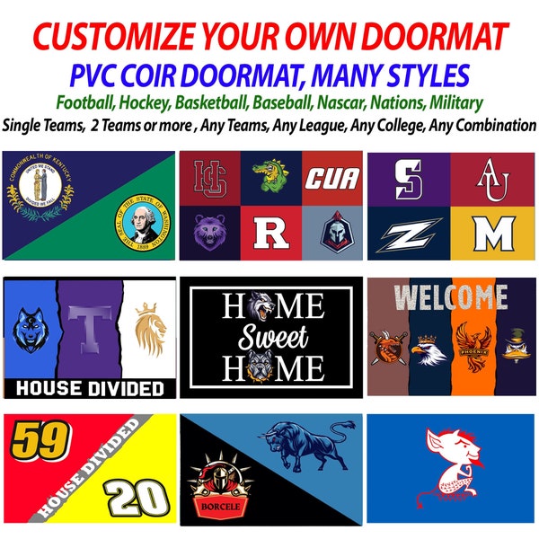 Custom House Divided Gifts, House Divided Mat, Baseball Doormat, Hockey Doormat, Basketball Doormat, Pro Team Doormat, cCustom Room Divider