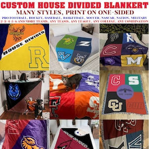 Custom House Divided Blanket, House Divided Football Blanket, House Divided College Blanket, Basketball Team, Hockey Team, Sport Lover Gifts