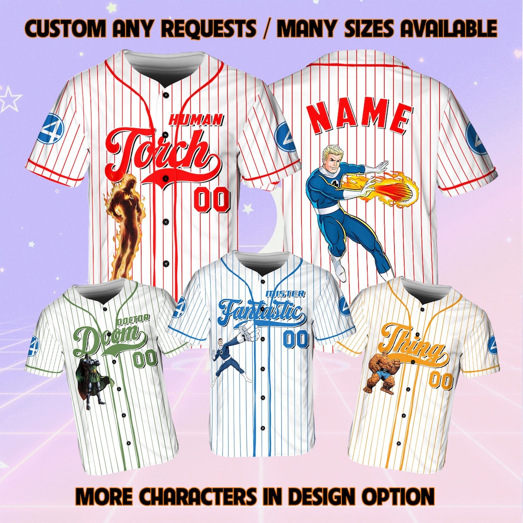 Marvel Fantastic Four Jersey, Mister Fantastic Baseball Jersey