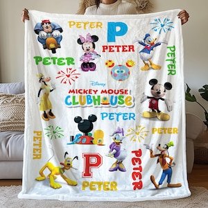 Disney Mickey Mouse Clubhouse Blanket, Disney Mickey Mouse Clubhouse All Characters Blanket, Lovely Disney Family Blanket Gift