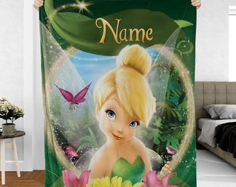 Personalisierte Tinkerbell Decke, Disney Tinkerbell Feen Decke, Peter Pan Weihnachtsdecke, Magic Kingdom Geburtstagsgeschenk Decke, VTB618
