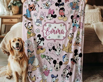 Disney Mickey And Friends Blanket, Mickey Minnie Throw Blanket, Donald Daisy Goofy Pluto Blanket, Birthday Girl Boy Nursery Blanket, THA316