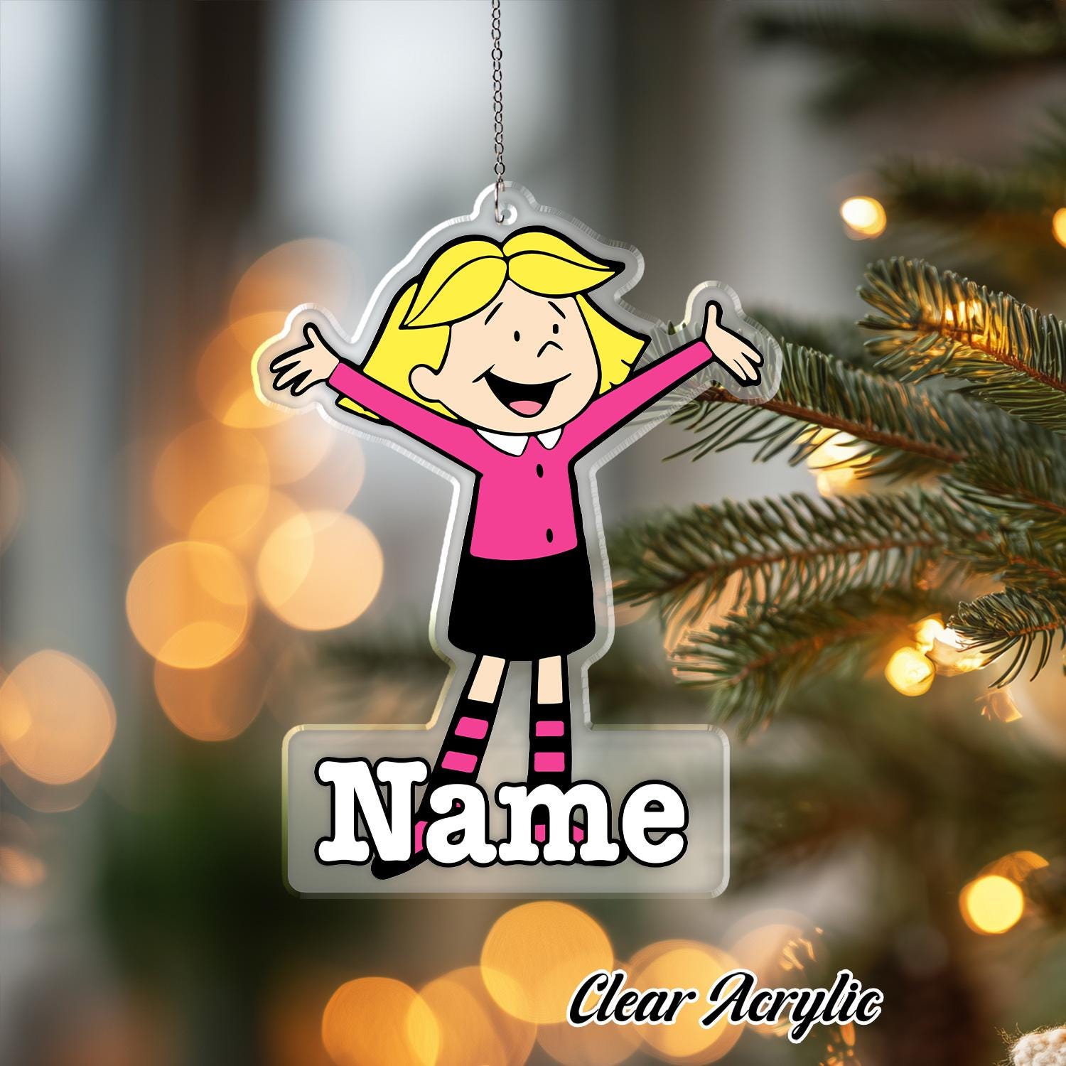 Discover Clifford Emily Elizabeth Acrylic Ornament, Custom Name Cartoon Girl Keepsake, Holiday Home Decor