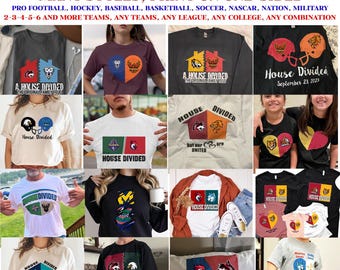 Maak je eigen custom House Divided T-shirt voor elk team, scholen sportshirt, Pro Leagues-sweater House Divided babykleding, teamshirt