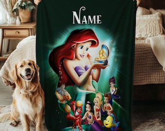 Custom Ariel Blanket, Disney Sisters Ariel Princess Blanket, Seven Mermaids Gift Blanket, Disney Under The Sea Decor Blanket, VTB624