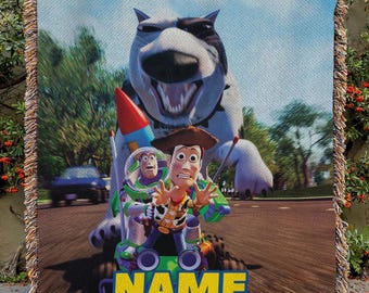 Aangepaste deken Toy Story-personage, deken Pixar Woody Buzz Rocket Car, deken Pixar Sids Dog Scud, deken verjaardag meisje jongen cadeau, NVA790