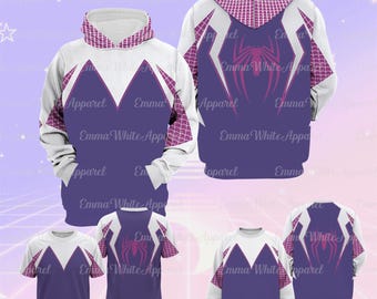 Gwen Stacy 3D Cosplay Hoodie, Ghost Spider Halloween Costume, Spidey Friends Inspired Hoodie, Superhero Movie Character Cosplay