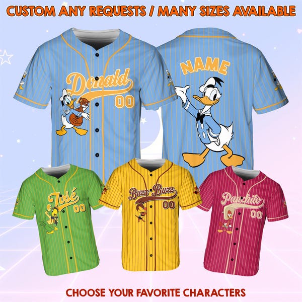 Disney Three Caballeros Characters Jersey, Gran Fiesta Tour Jersey Shirt, The 3 Caballeros Donald Duck Jose Xandra Panchito Jersey Shirt