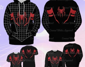 Miles Morales 3D Hoodie, Spin Spider Man Cosplay Costume Hoodie, 3D Halloween Party Outfit, Spider Man Inspired Halloween Costume