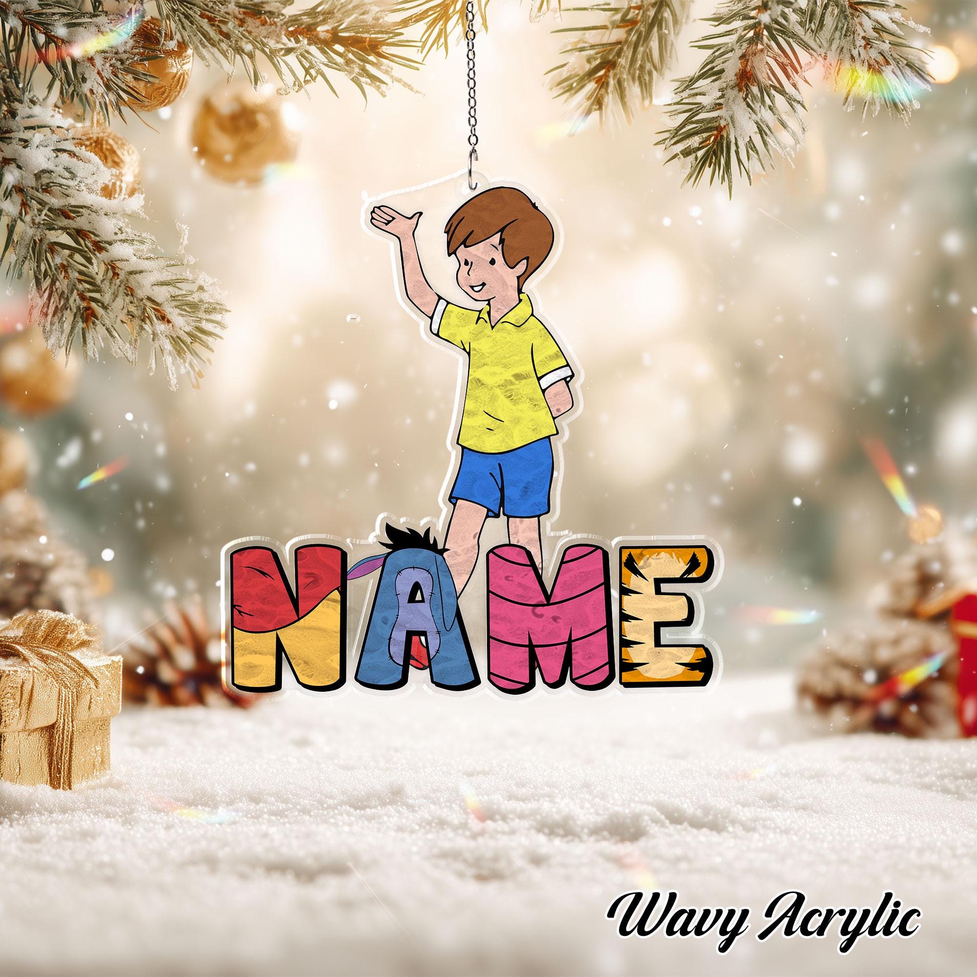 Discover Disney Winnie The Pooh Christmas Acrylic Ornament, Christopher Robin, Custom Name
