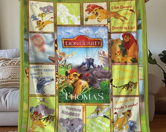 Disney Lion Guard Blanket, Disney Lion Guard All Characters Blanket, Custom Name Disney Blanket, Lovely Disney Family Blanket Gift