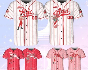 Little Mermaid Ariel Eric Valentine Baseball Jersey, Disney Ariel Kiss The Girl Shirt, Princess Movie Couple Jersey, Disney World 2026 Shirt