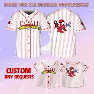 Personalized Spidey and His Amazing Friends Baseball Jersey, Spiderman Birthday Jersey, Spiderman Jersey Team Outfit, Disney Cartoon Jersey