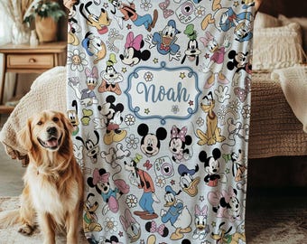 Manta de Mickey y sus amigos de Disney, manta de Mickey y Minnie, manta de Donald Duck, Pluto y Goofy, manta infantil de dibujos animados en tonos pastel, THA316