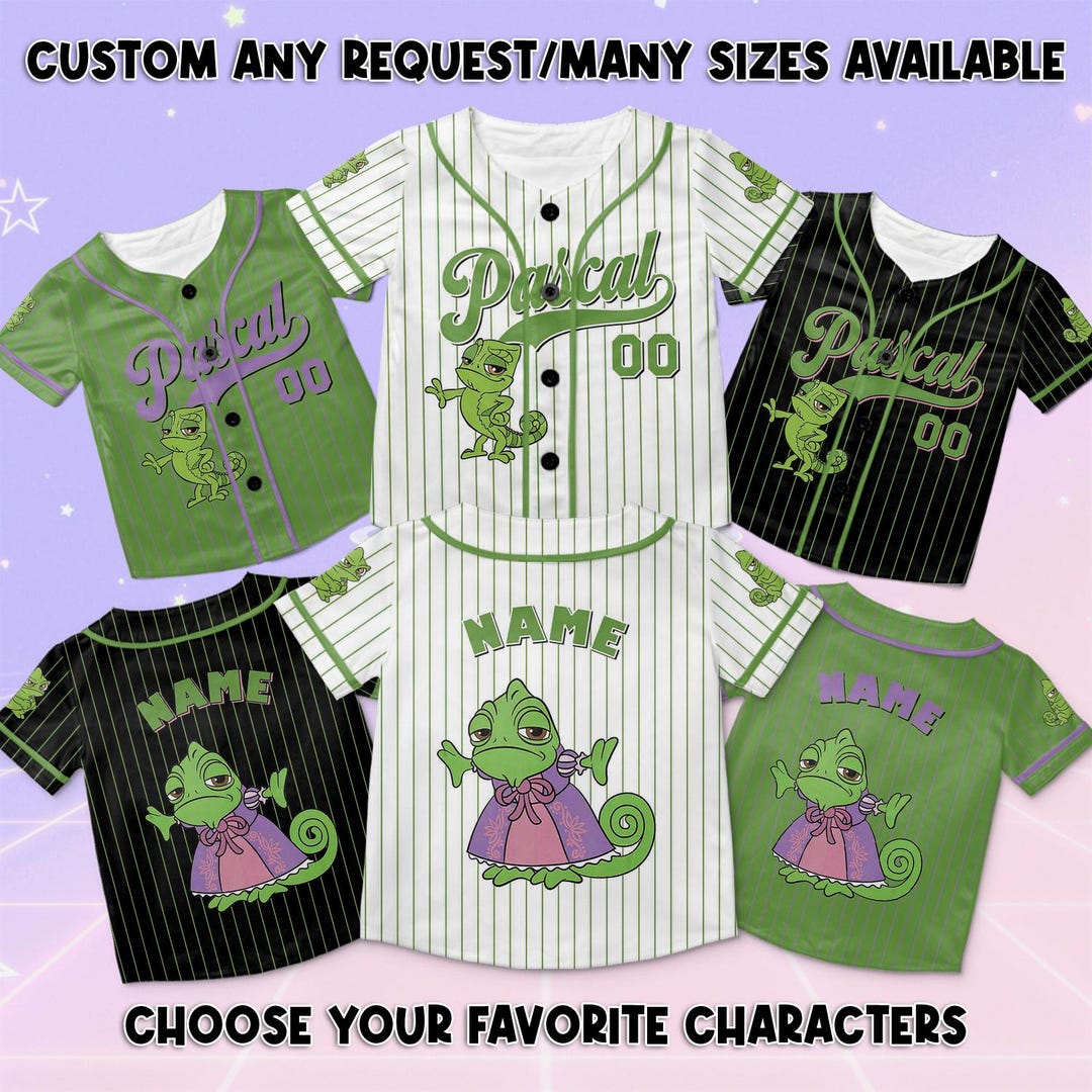 Disneyland パスカル ベースボールシャツ XL Tangled Pascal Baseball Jersey, Disney Pascal Cute Shirt, Disney