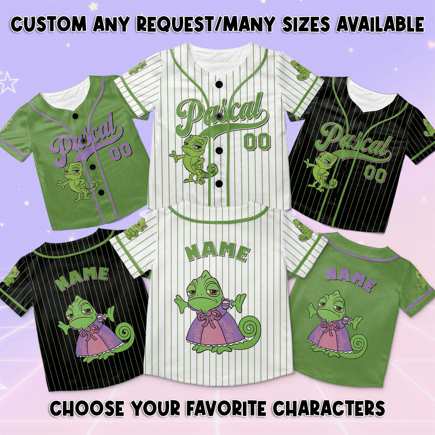 Disneyland パスカル ベースボールシャツ XL Tangled Pascal Baseball Jersey, Disney Pascal Cute Shirt, Disney