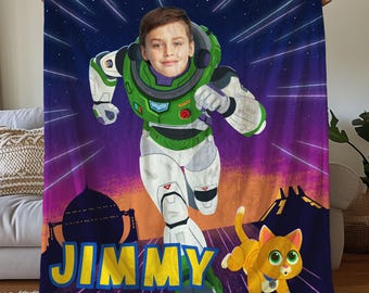 Custom Buzz Lightyear Blanket With Face, Personalized Disney Baby Blanket, Kids Toy Story Blanket, Buzz Lightyear Kid Birthday Blanket