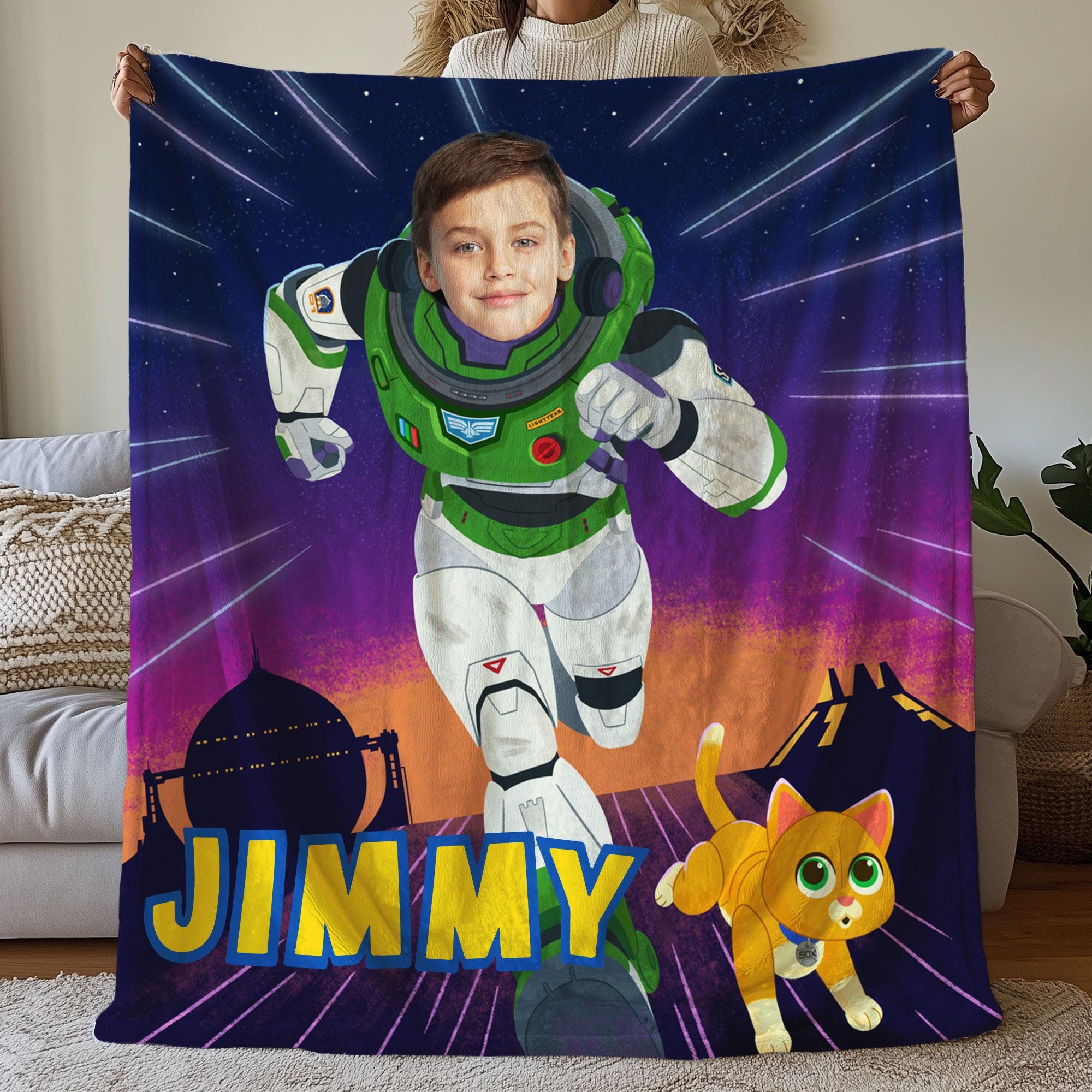 Manta personalizada de Buzz Lightyear con cara, manta de bebé