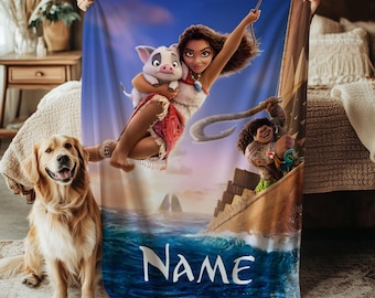 Benutzerdefinierte Moana Decke, Disney Moana Film Decke, Insel Moana Prinzessin Dekor Decke, Geburtstag Junge Mädchen Decke Geschenk, VTB622