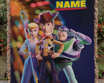 Aangepaste Woody Buzz Bo peepdeken, Disney Pixar Toy Story deken, Pixar cowboy cowgirl deken, deken verjaardag meisje jongen cadeau, NVA787