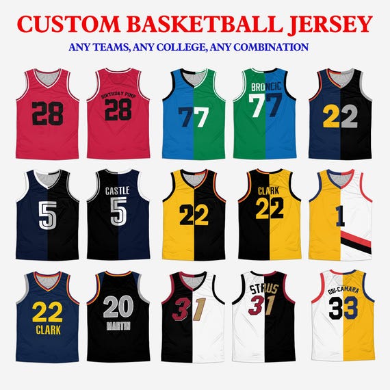Personalized Half And Half Basketball Jersey, Basketball Team Support Jersey, Custom Any Two Basketball Team Jersey, Split Half Color Jersey