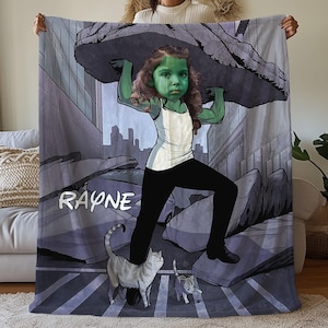 Benutzerdefinierte Gesicht She Hulk Decke, Benutzerdefinierte Cartoon Decke mit Gesicht, Marvel She Hulk Superheld Decke, Superheld Kinder Decke