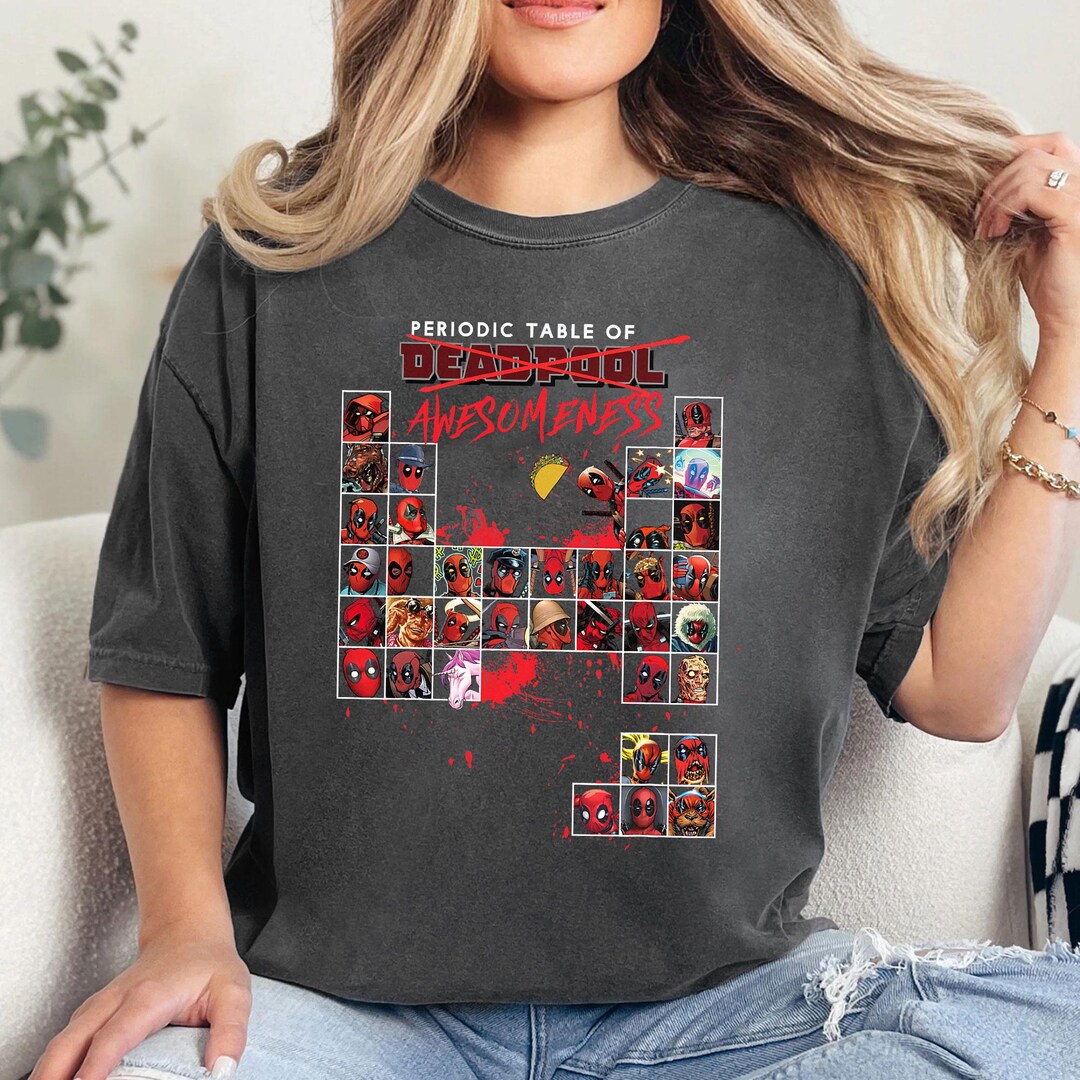 Marvel Deadpool Table of Awesomeness Shirt, Funny Deadpool Shirt ...
