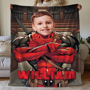 Benutzerdefinierte Gesicht Deadpool Decke, Benutzerdefinierte Cartoon Decke mit Gesicht, Marvel Deadpool Antiheld Decke, Superheld Kinderdecke