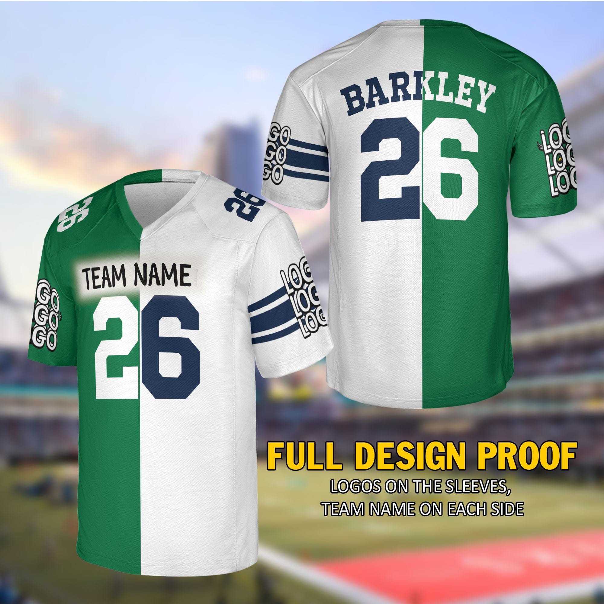Barkley Two Colors Football Jersey, Barkley Kelly Green and White