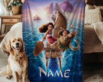 Manta personalizada de Moana, manta de Disney Maui Demigod, manta de Disney Sailing Boat, manta decorativa de Disney Island Adventure, VTB622