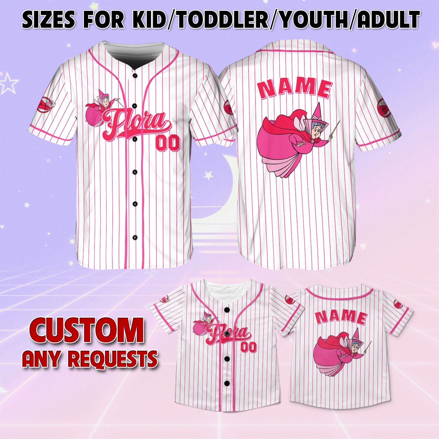 Discover Sleeping Beauty Flora Baseball Jersey, Disney Flora Characters Jersey, Sleeping Beauty Disney Baseball Jersey