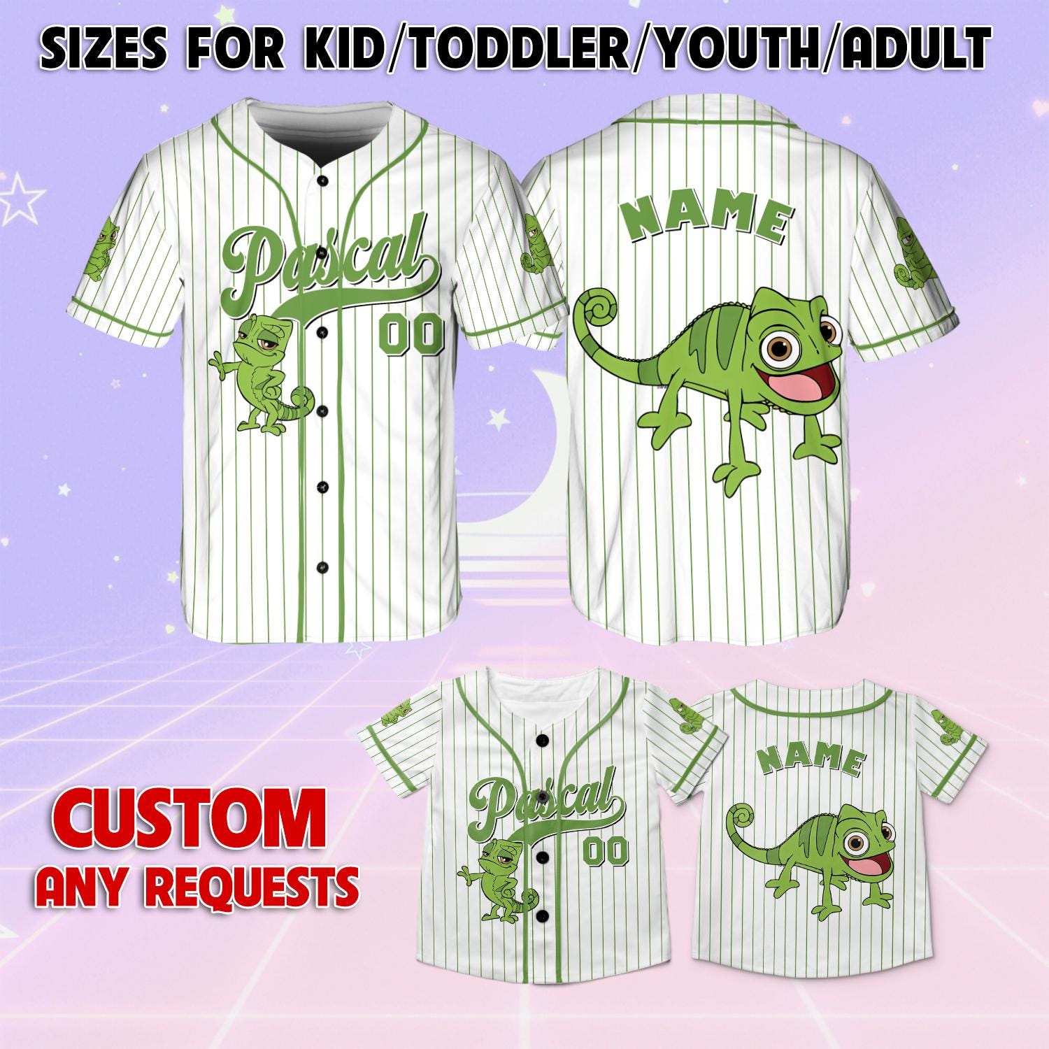 Disney Tangled パスカル ベースボールシャツ XL Tangled Pascal Baseball Jersey, Disney Pascal Jersey, Disney