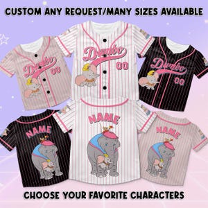 Disney Dumbo Characters Jersey, The Flying Elephant Jersey, Elephant Disneyland Family Jersey, Custom Elephant Baseball Jersey Team