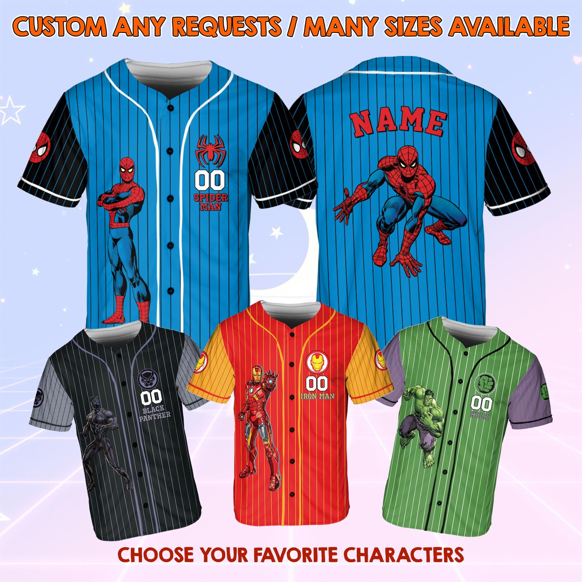 Marvel Avengers Baseball Jersey, Superhero Kids Birthday Shirt