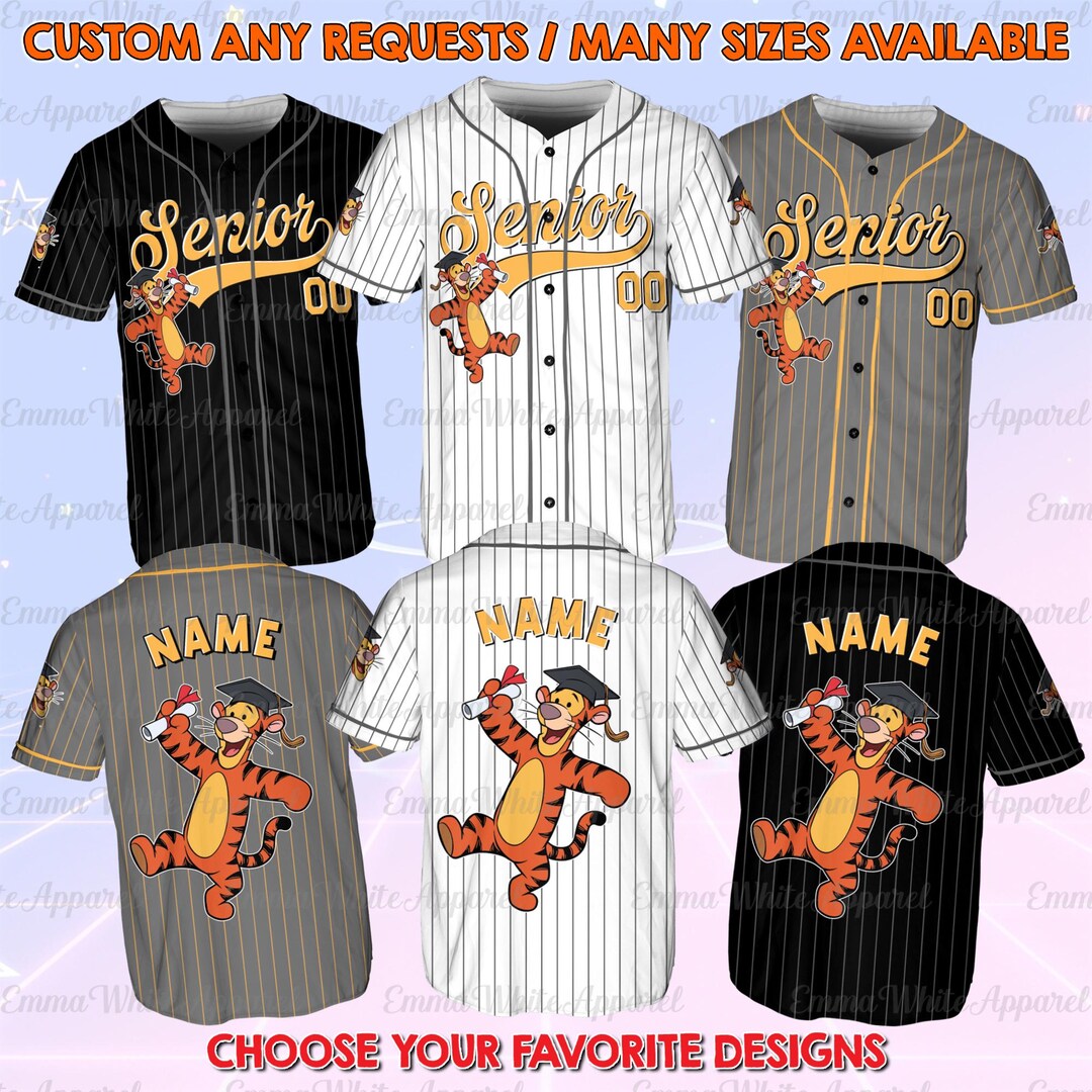 Tigger Graduation Winnie the Pooh Tigger Senior Baseball Jersey, Disney Tigger Graduation ...
