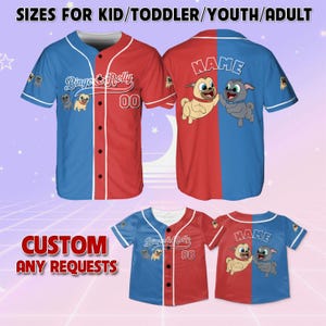 Puppy Dog Pals Bingo And Rolly Baseball Jersey, Disney Bingo And Rolly Characters Jersey, Puppy Dog Pals Cartoon Baseball Jersey
