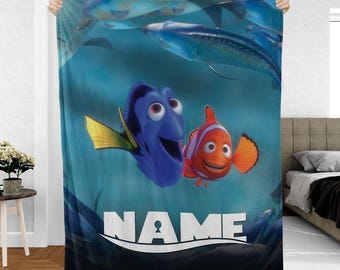 Couverture Le Monde de Nemo personnalisée, Couverture Pixar Nemo Dory, Couverture poisson Blue Tang, Couverture Disney Ocean Adventure cadeau pour enfant, NVA795
