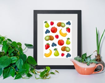 Large Fruit Collage | Kitchen Art | Digital Print