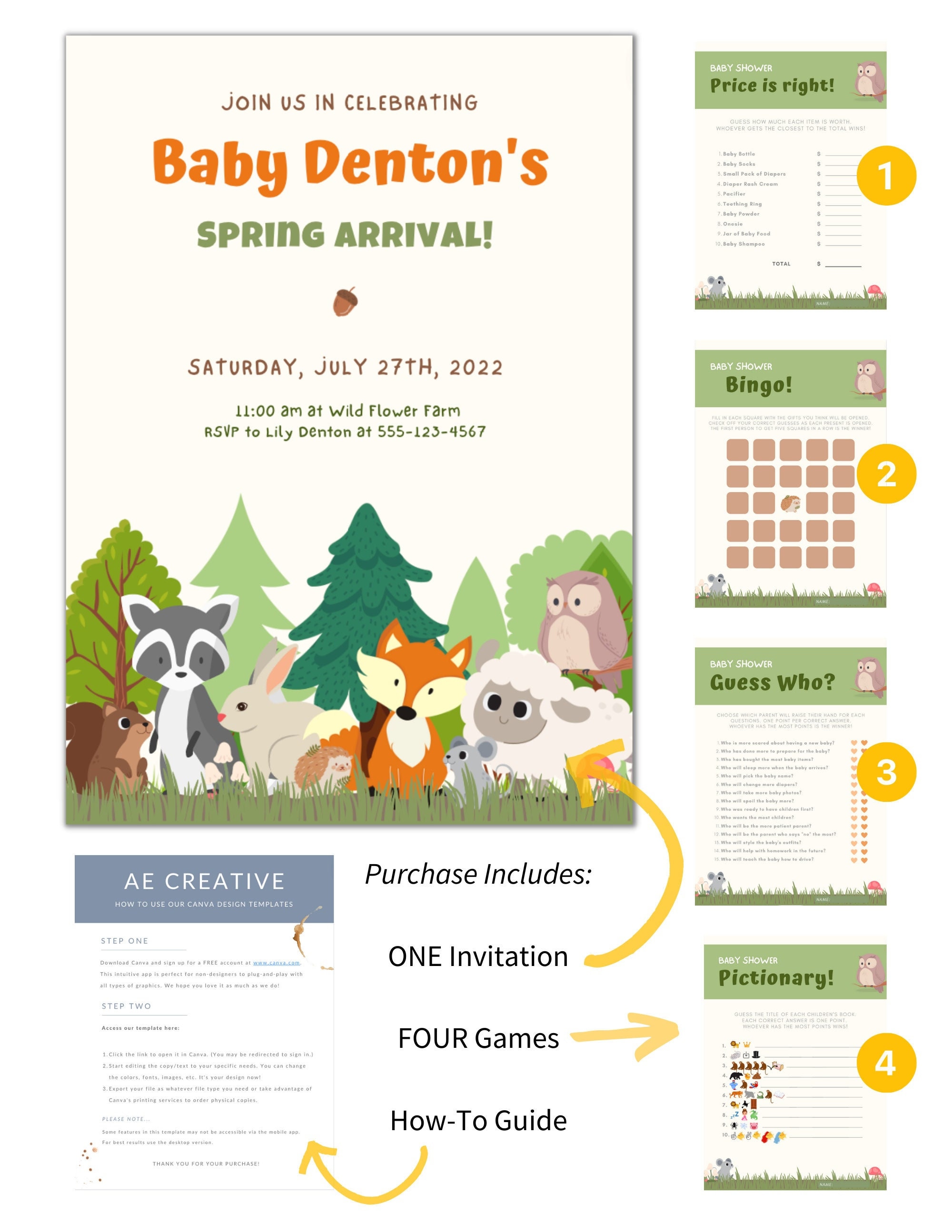 5 Animal Themed Baby Shower Templates | Canva Templates | Baby Shower ...