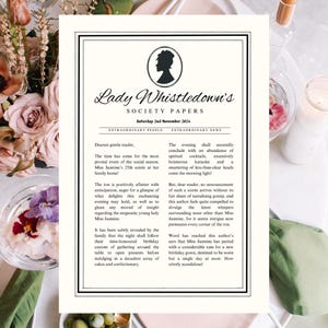 DOWNLOAD MODIFICABridgerton Lady Whistledown’s Society Papers Canva Template Canva Stampabile